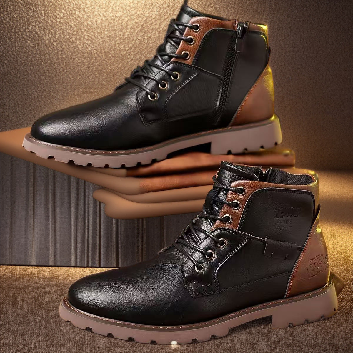 Male Martin Boots Leisure Plus Size Zip Ankle Boots
