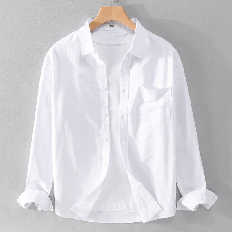 Solid Color Shirt Boys Coat Spring And Autumn Long Sleeve White Autumn Top