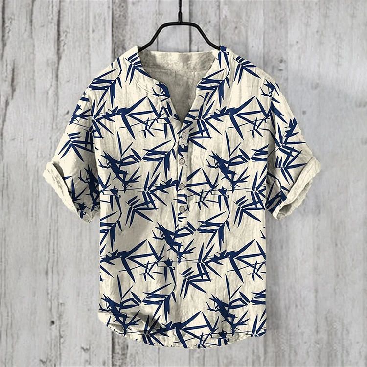 National Bamboo Printing Men's Shirt 3D Digital Printing Elegant Style