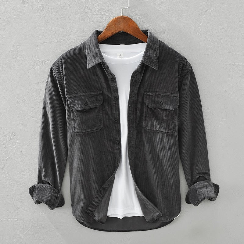 Spring Students Hong Kong Style Fashion Brand All-matching Loose Solid Color Work Clothes Shirt Coat